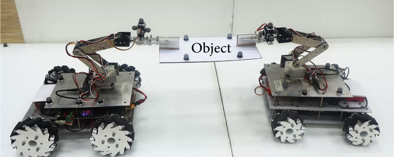 Two different types of robots/ manipulators cooperating to perform a task Credit: Keshab Patra